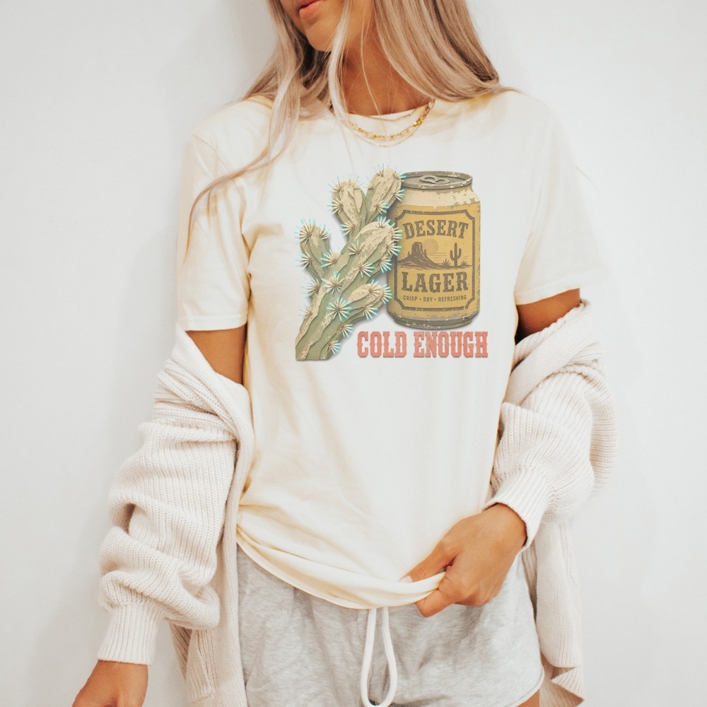 Desert Lager Cactus Cold Enough Badge Tee